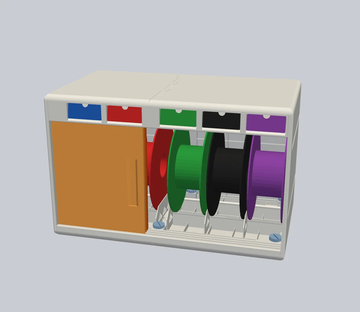 BlitzCabinet filament wardrobe with spools inside