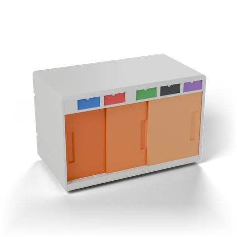 BlitzCabinet, white and orange PLA